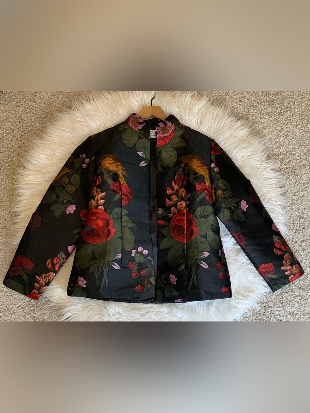 Grace Chuang Reversible Open Front Jacket Black Red Size Large